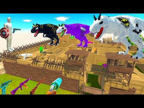 TEAM T-REX vs ALL DINOSAURS DEATH CLIMB - Animal Revolt Battle Simulator