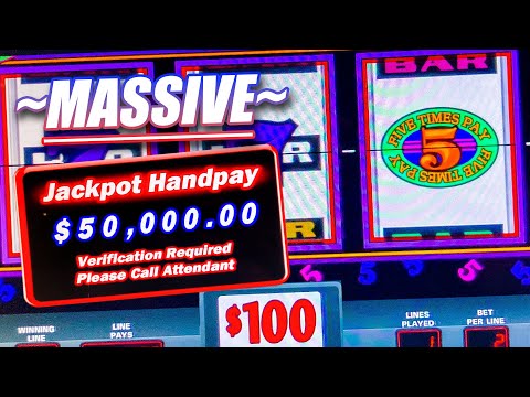 5 TIMES PAY HIGH LIMIT SLOT MACHINE LEADS TO A MASSIVE JACKPOT SLOT WIN ➜ HUGE HANDPAY!