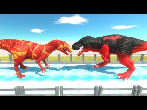 BATMAN T-REX vs LAVA ALLOSAURUS DEATH RUN - Animal Revolt Battle Simulator