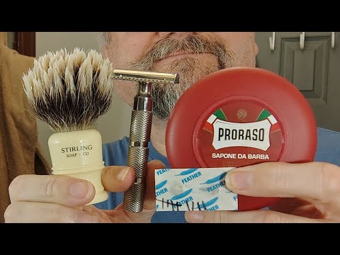 Just A Shave: Wolfman WR1 SB .46 - Feather (10) - Proraso Red - Stirling Finest Bulb G1