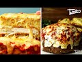 Huge Meatball With Stuffed With Cheese And Spaghetti Twisted Pasta Bakes