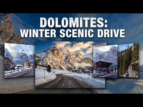 Dolomites Winter 4K | Valparola Pass, Snow-Capped Peaks & Mountain Villages