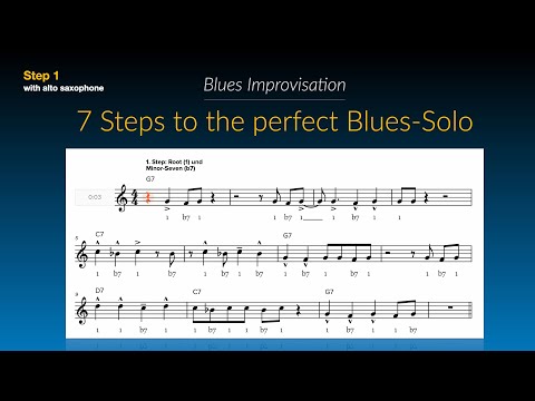 Blues Improvisation for Alto Sax: Step 1: using the root and minor 7 only · a systematic approach.