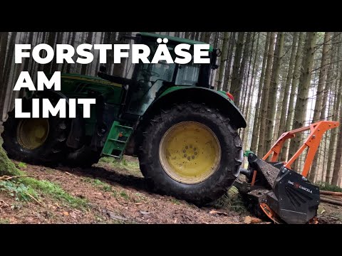 Initial thinning of skid trails with harvester cutting & forestry mulcher forestry milling machin...