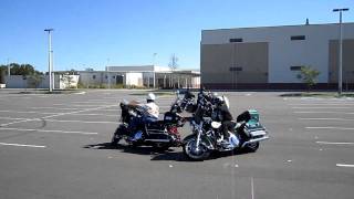 Harley-Davidsons riding in a Figure 8