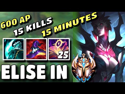 Elise Jungle in Challenger: 15 Kills and 600 AP at 15 minutes!