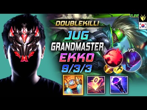 GrandMaster Ekko Jungle vs Kha'Zix - 천상계 정글 에코 템트리 룬 벨트 포식자 エコー Экко 时间刺客 艾克 - KR 11.22