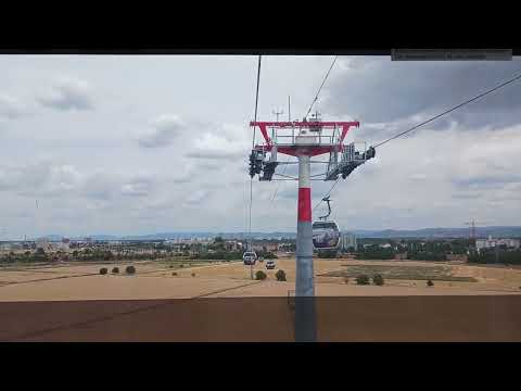 Mannheim - BUGA 23, Seilbahn-Strecke: Luisenpark-Spinelli-Park am 27.6.2023