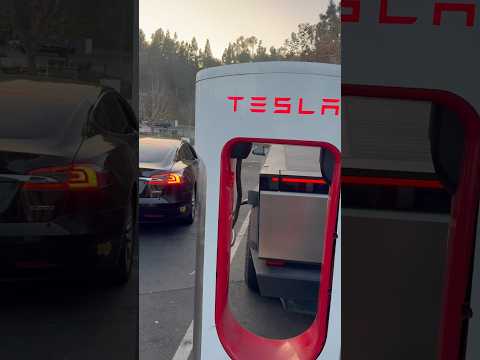 POV YOU SEE A CYBERTRUCK AT A TESLA SUPERCHARGER 100,000 DOLLARS #elonmusk #tesla #cybertruck #elon