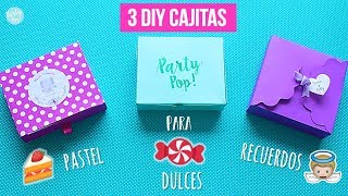 Como hacer cajitas para pastel 🍰, dulces. recuerdos y más - 3 ideas económicas  |Partypop DIY🎉|