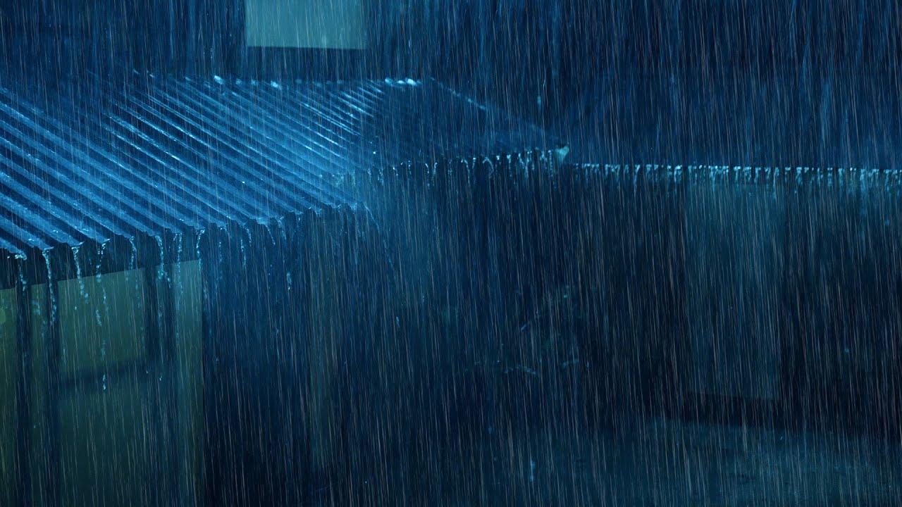 Sleep Deeply to Recharge with Driving Rain & Powerful Thunder Sound on a Tin Roof at Rainstorm Night