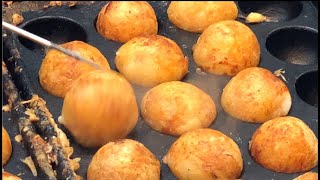 西成の老舗たこやき屋一富久のたこ焼とイカ焼き Japanese street foods takoyaki and Ikayaki in Nsihinari