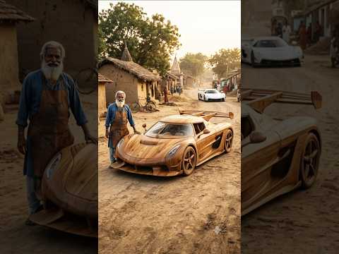 Old Man Builds Life Size Wooden Koenigsegg Jesko  🟢🪵 #viral #love