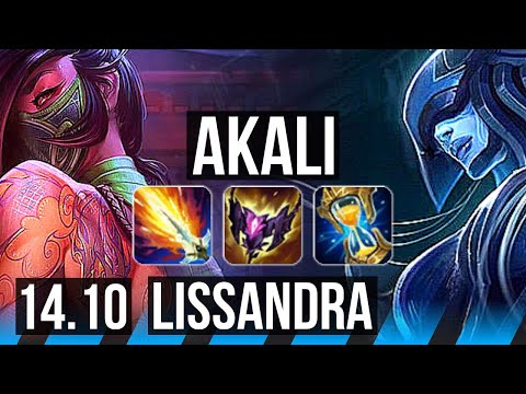 AKALI vs LISSANDRA (MID) | 12/1/5, 6 solo kills, 1700+ games, Godlike | KR Master | 14.10