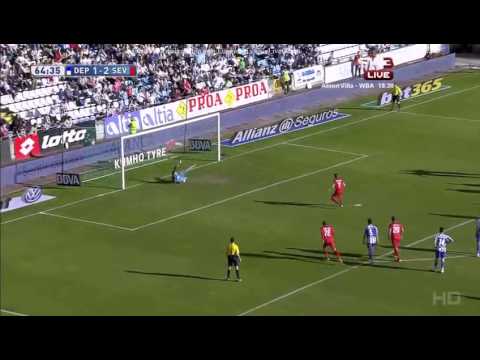Kevin Gameiro Penalty Kick  Deportivo La Coruna 1 - 3  Sevilla  3/7/2015 La Liga