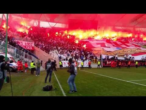 Derby Łodzi 2016. Oprawa kibiców ŁKS-u