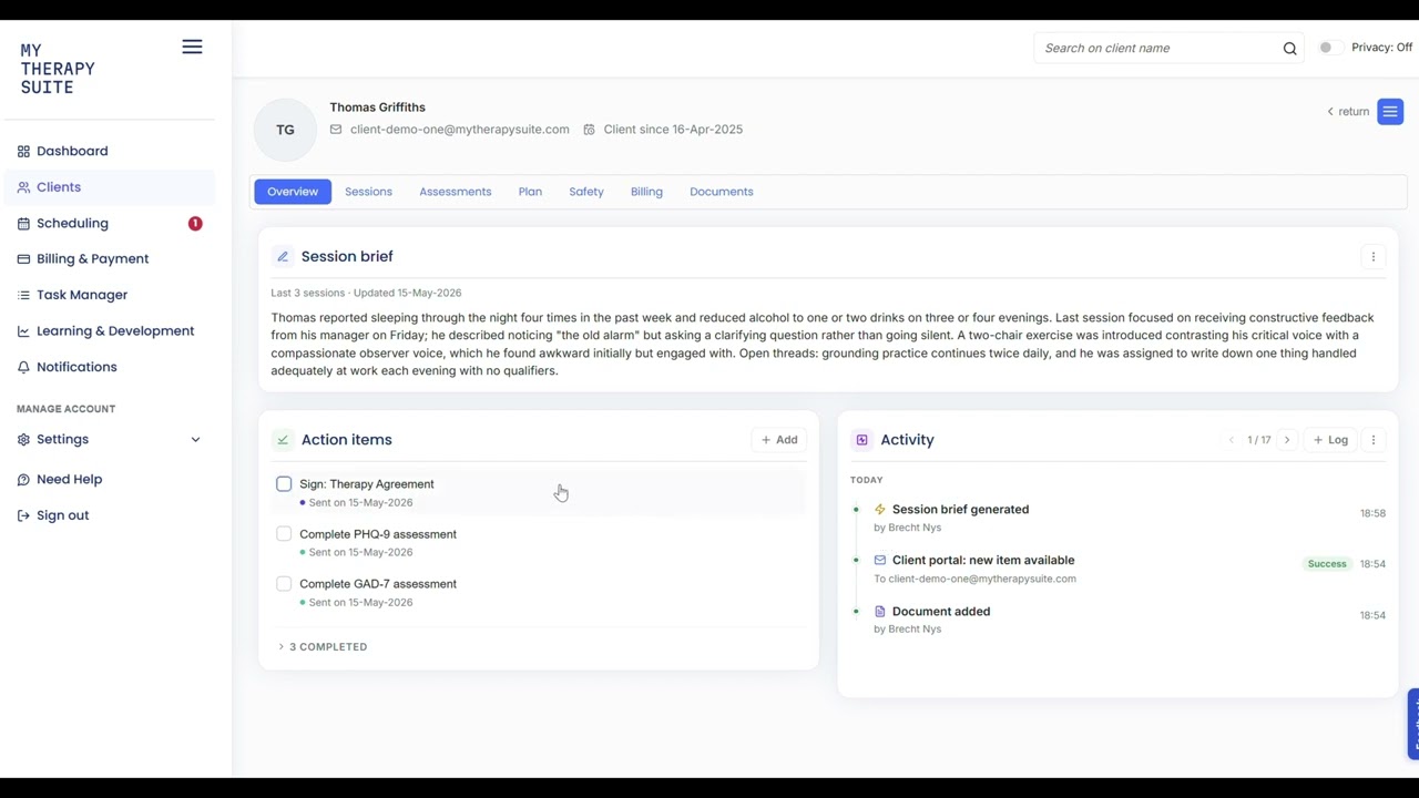 The client cockpit, your session prep rebuilt demo