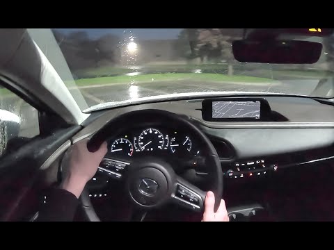 2020 Mazda CX-30 Premium AWD - POV Rainy Night Drive (Binaural Audio)