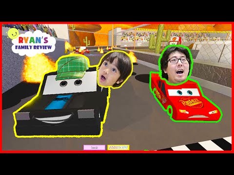 Disney Cars 3 Save Lightning McQueen Roblox Obby!! with Ryan's Family Review