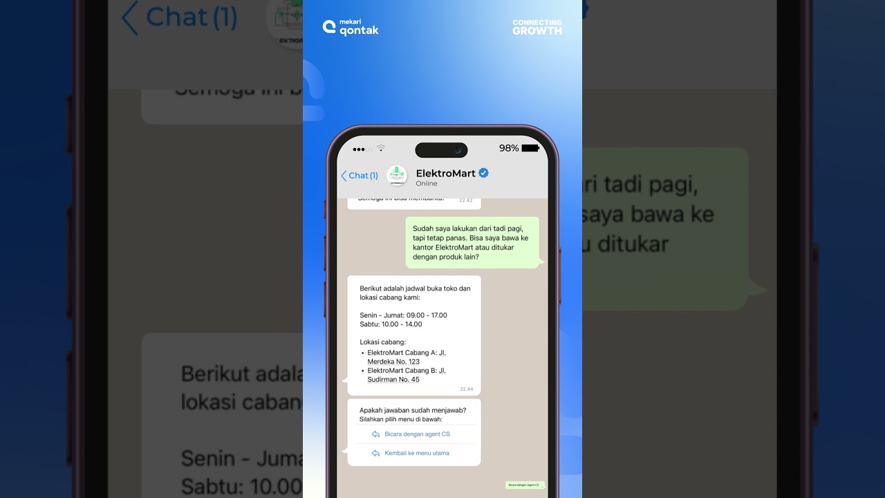 Optimalkan layanan pelanggan dengan Chatbot Basic, Chatbot AI, Live Agent Support, & CSAT Survey