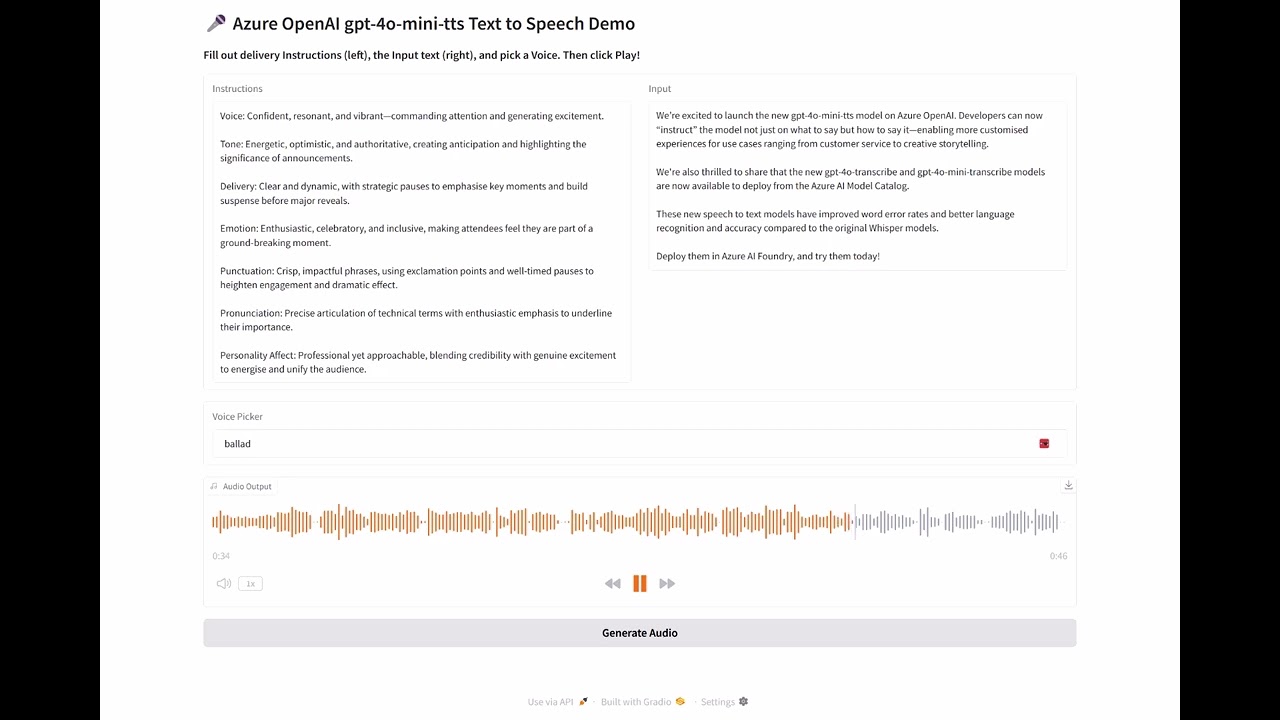 gpt-4o-mini-tts on Azure OpenAI