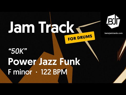 Power Jazz Funk Jam Track in F minor (for drums) "50K" - BJT #80