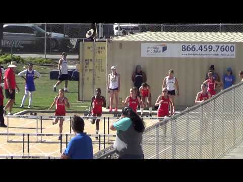 FSG 100m Hurdles at Newport Harbor 3-26-15 - Los Alamitos Girls
