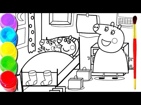 Peppa Pig Drawing & Painting Mummy Pig Sleeping Time Coloring Book & Colors For Kids Children