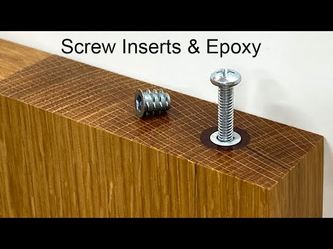 Part of a video titled How to use threaded screw inserts in Hard wood - YouTube