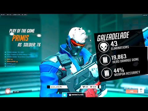 GALE CARRY SOLDIER 76 - 43 ELIMS! POTG! OVERWATCH 2 TOP 500 SEASON 3