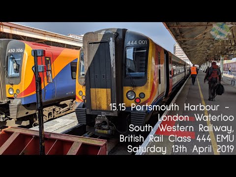 Portsmouth Harbour to London Waterloo by Train: Journey Aboard South Western Railway Class 444 EMU