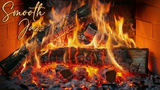 Smooth Jazz Piano Music & Fireplace. Crackling Logs and Burning Fire Sounds