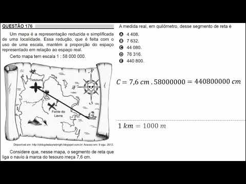 Enem 2018 Matemática: Questão 176 (caderno cinza) - Mapa do tesouro, Escalas