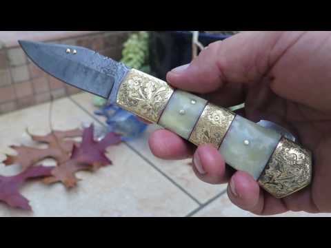 DKC-173 Palace Guard DKC Knives Custom Hand Made Damascus Hunting Pocket Folding Bowie Knife