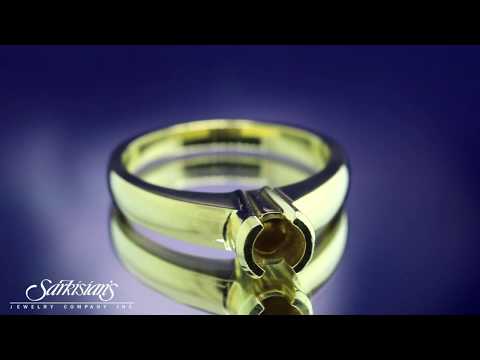 Half Bezel Diamond Solitaire Engagement Ring, Gold or Platinum LR4929