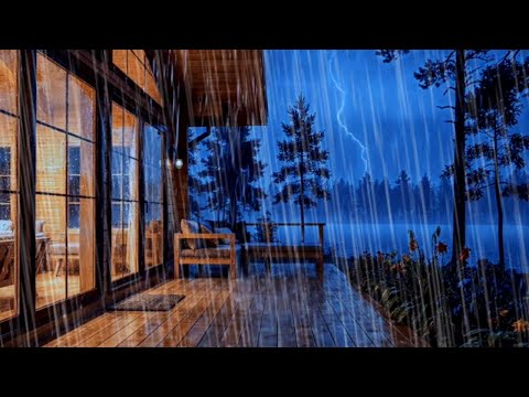 12 Hours | Cozy Cabin Porch with Heavy Rainstorm - Relaxing Rain Sounds for Sleeping, Studying &...