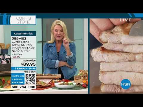 Curtis Stone 12count 6 oz. Pork Ribeye with 3.5 oz. Garl...