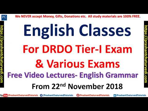 DRDO FREE ENGLISH CRASH COURSE FROM 22ND NOVEMBER 2018 || FREE VIDEO LECTURES ||