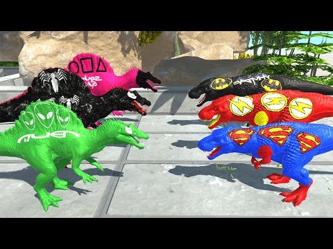 JUSTICE LEAGUE T REX MOUNTAIN DEATH RUN - Animal Revolt Battle Simulator