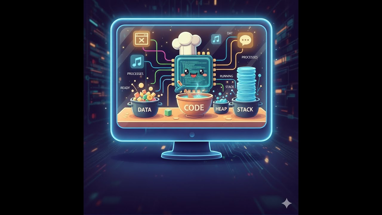المطبخ السري للكمبيوتر: ليه "كيكة" العملية Process  محتاجة كود وداتا و Stack و Heap؟