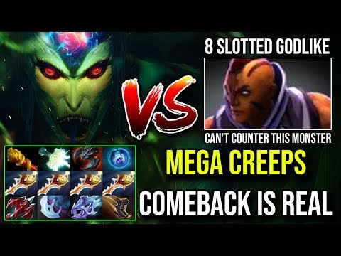 The Greatest Mega Creeps Comeback Ever 4xRapier 12Items Medusa IMBA Split Shot Vs 8Slotted AM Dota 2