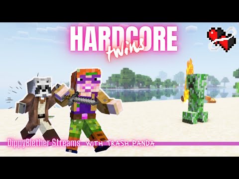 DippyBlether - Simple Mob Farm in Hardcore Survival Twins Ep3 - Minecraft Boot Camp Extreme with Trash Panda