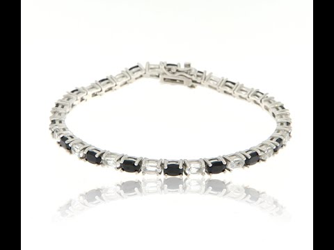 Bratara tennis Argint 925 Placat cu Rodiu Spinel negru Topaz Naturale - Eleganta si Contrast