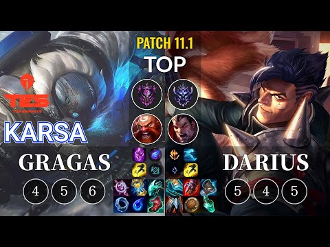 TES Karsa Gragas vs Darius Top - KR Patch 11.1