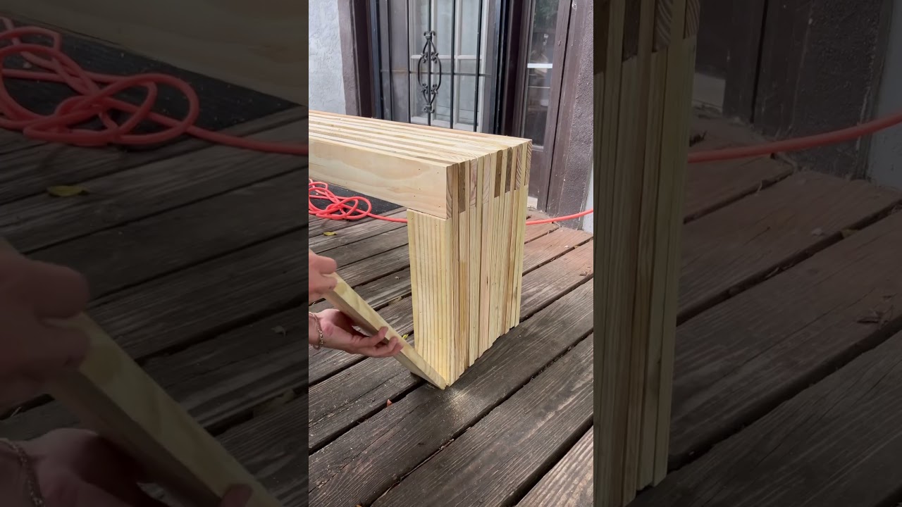 Easy DIY Outdoor Bench Tutorial! 🤯I’m using @DixieBellePaint “No Pain Gel Stain”! #diy AD