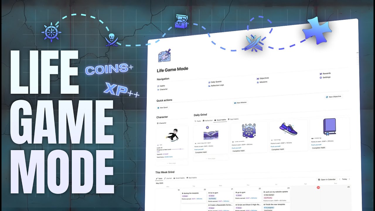 I Built The Best Free Gamified Notion Template: Life Game Mode 🎮