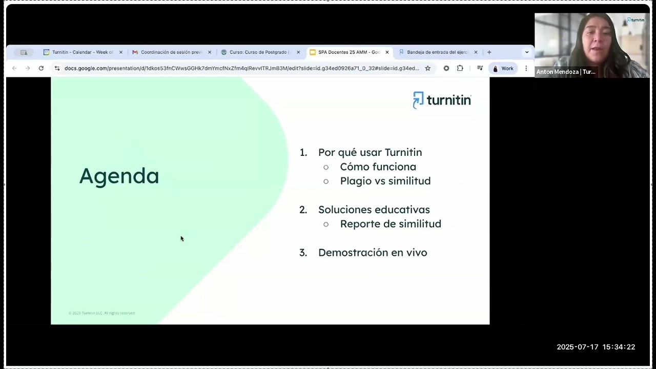 Sesión de capacitación del plugin Turnitin - parte 1