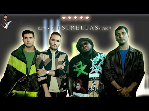 Reik, Sech - 5 Estrellas | Instrumental Piano Tutorial / Partitura / Karaoke / MIDI