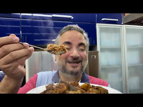 "Rezz w Batata": Traditional Lebanese Home Food. (Rice and Potato Stew, with Tomato Juice and Meat)