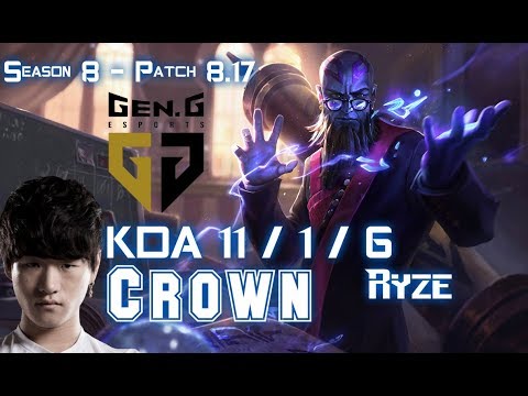 GEN Crown RYZE vs AKALI Mid - Patch 8.17 KR Ranked